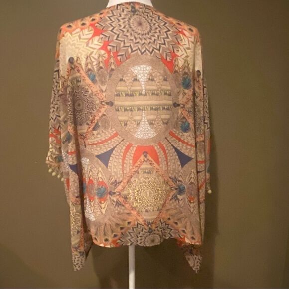 Umgee Peacock Print Kimono Size M/L - Picture 6 of 8